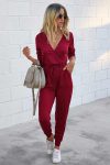 V-Neck-Solid-Color-Tie-Waist-Jumpsuits-8