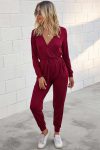 V-Neck-Solid-Color-Tie-Waist-Jumpsuits-8