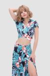 V-neckPrintedWaist-revealingTwo-pieceDress1