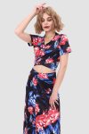 V-neckPrintedWaist-revealingTwo-pieceDress1