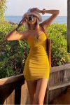 Yellow-Strapless-Bodycon-Mini-Dress-1