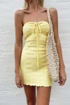 Yellow-Strapless-Lace-Up-Knitted-Dress-2